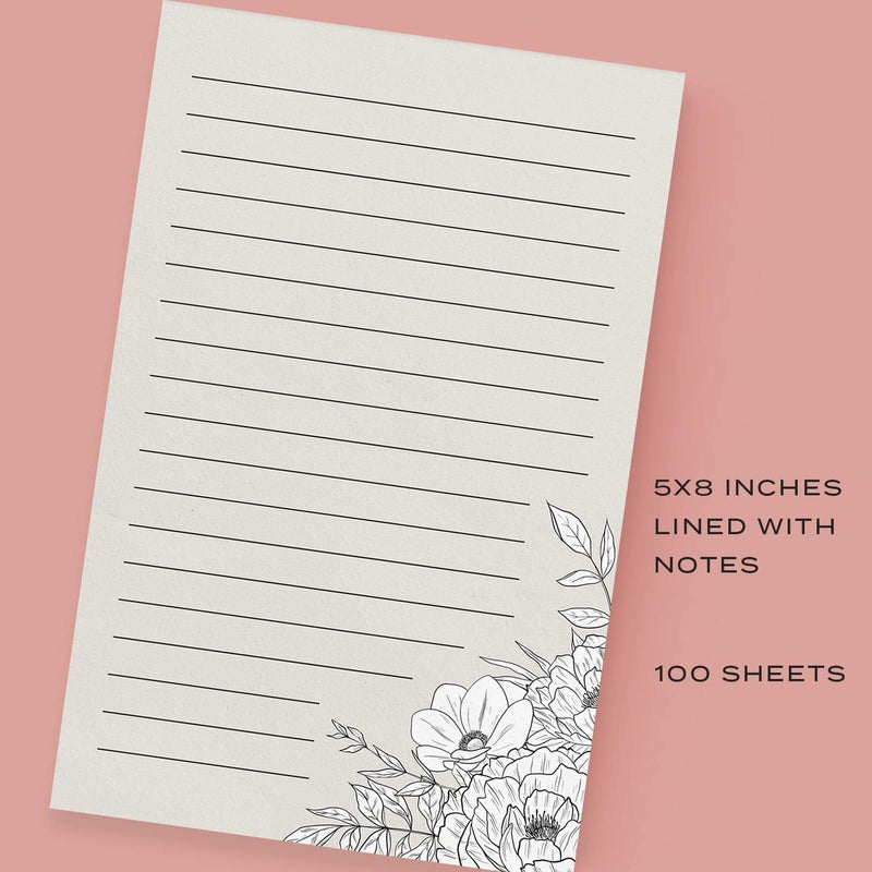 Dashleigh Lux Floral Ivory and Black Notepad, 100 Sheets (5x8 in. - Lined) - Image 3